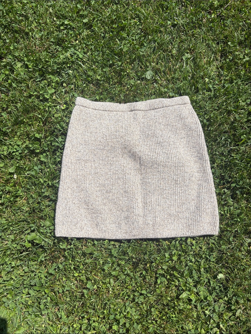 Zara Beige Cream Ribbed Mini Skirt